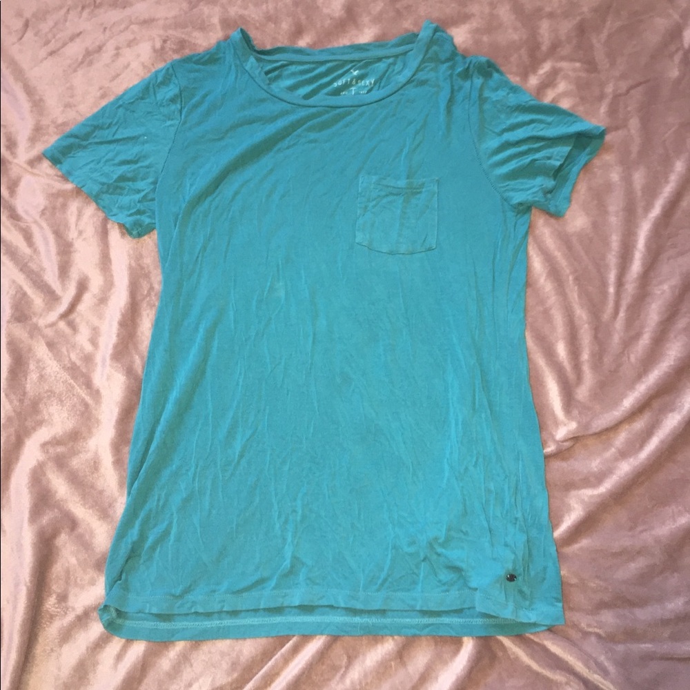 Aqua blue soft and sexy American eagle shirt